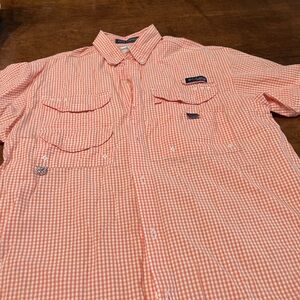 Columbia Men's Casual Orange Checkered Shirt